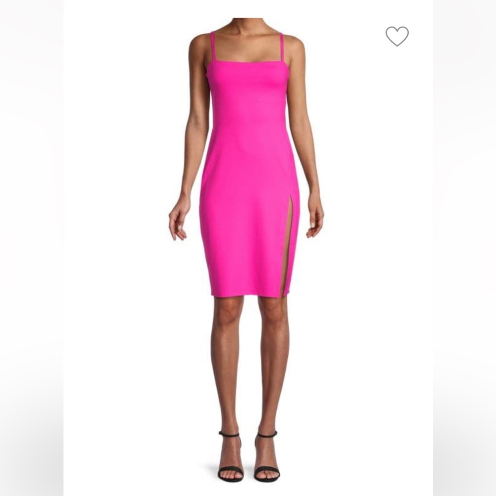 Susana Monaco Hot Pink Midi Slip Dress with Side Slit